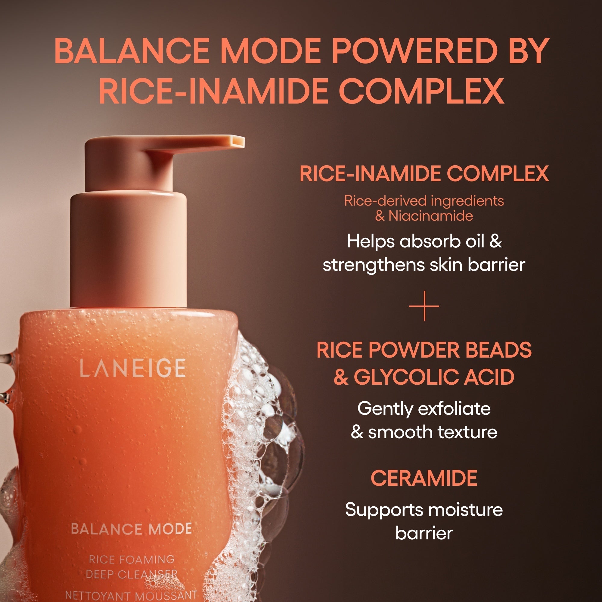 Balance Mode Rice Foaming Deep Cleanser